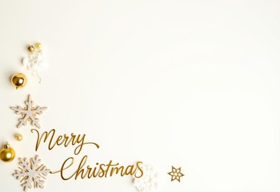 Decorated wall with merry christmas greeting and ornaments