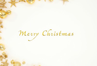 Golden christmas greeting with festive decorations around