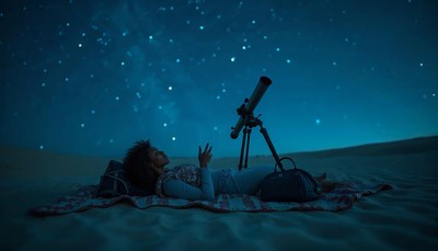 Stargazer enjoying the night sky in a tranquil desert