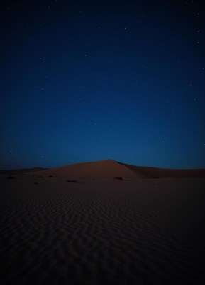 Night sky over a serene desert landscape in autumn