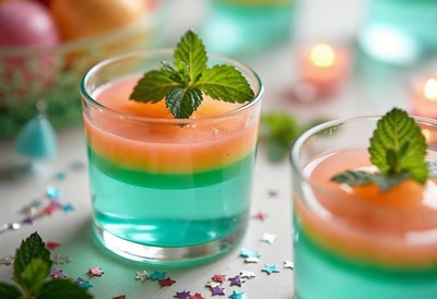 Colorful layered drinks for a festive celebration