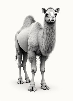 Camel standing gracefully in a neutral setting