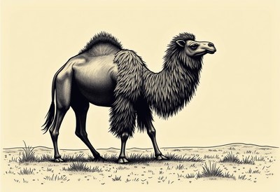 Artistic camel in a desert scene