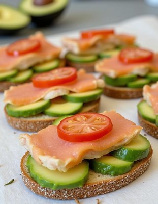 Delicious open-faced sandwiches with fresh ingredients