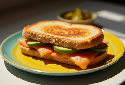 Delicious grilled sandwich with fresh ingredients