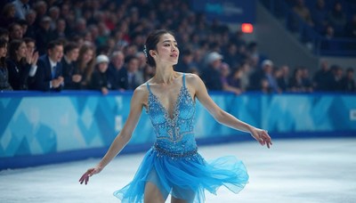 Skater dazzles in blue during competition