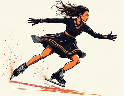 Skater in motion on ice with dynamic style and grace