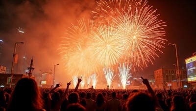 Spectacular fireworks display lights up night sky