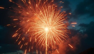 Bright fireworks illuminate the night sky during celebration