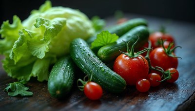 Fresh veggies on wood table for cooking ideas