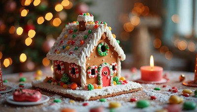 Delightful gingerbread house with festive decorations