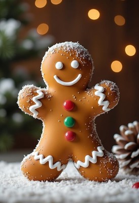 Cute gingerbread man decorated for the holiday season