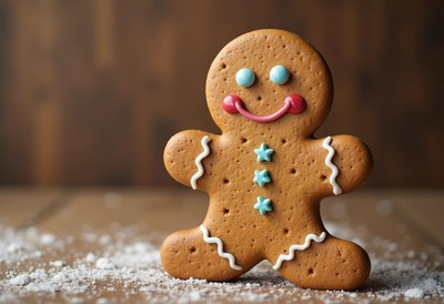 Gingerbread man decorated for festive celebration
