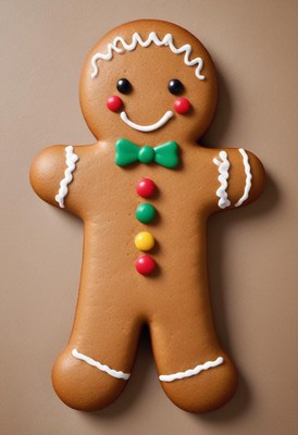 Holiday gingerbread cookie with colorful icing