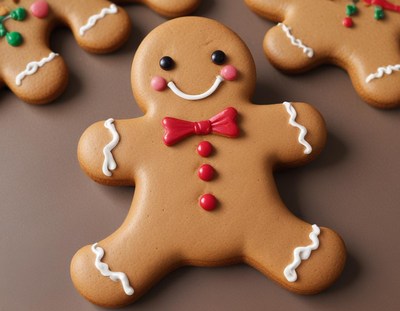 Festively decorated gingerbread cookie ready for holidays
