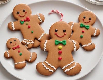 Gingerbread cookies arranged on a festive plate