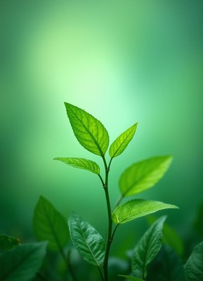 Fresh green leaves thrive in vibrant natural setting