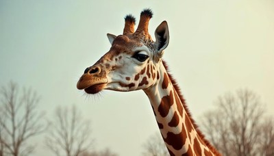 Giraffe in nature enjoys calm afternoon light