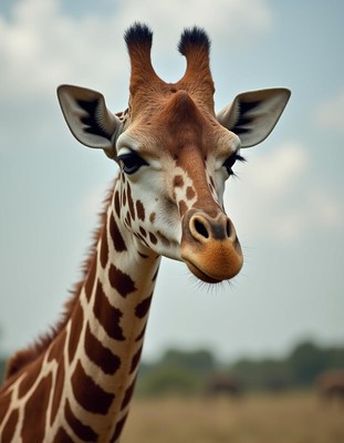 Close-up view of a giraffe in its natural habitat