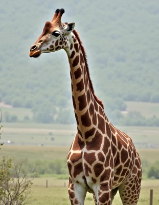 Giraffe grazing in a lush savannah landscape