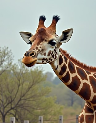 Majestic giraffe stands gracefully in natural habitat