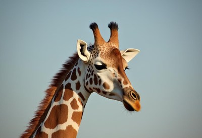 Majestic giraffe portrait under clear blue sky