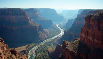 River winding through a vast canyon landscape in daylight