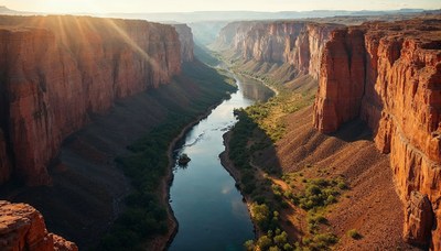 Stunning landscape of a river winding through canyons