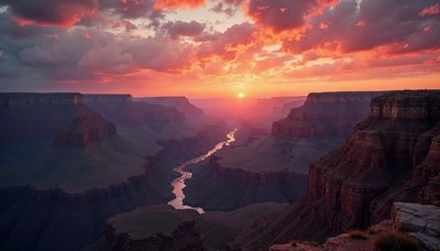 Sunset over grand canyon reveals breathtaking colors