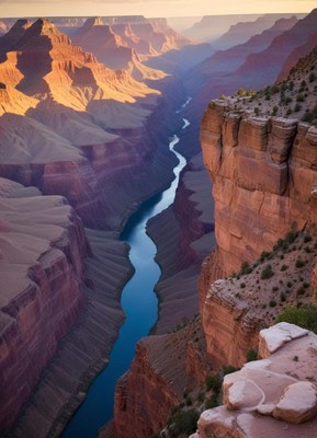 Stunning view of a river winding through canyon cliffs