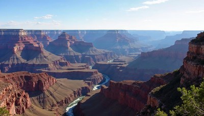 Grand canyon showcasing majestic rock formations and river