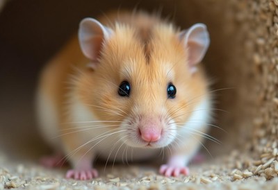 Hamster exploring a cozy habitat in soft lighting