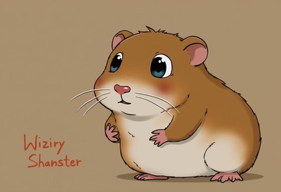 Cute cartoon hamster character with big eyes and smile