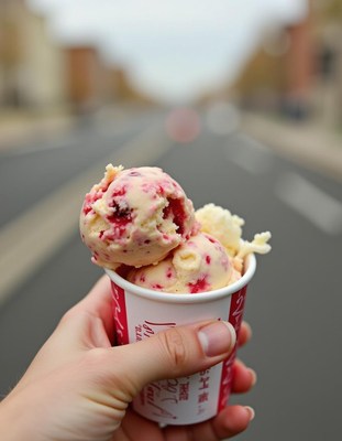 Enjoying a delicious ice cream treat on a quiet street