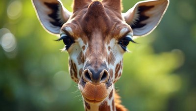 Giraffe gazing with focus under natural light