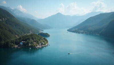 Serene lake view surrounded by mountains and greenery