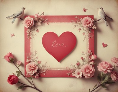 Heart with floral design for romantic celebration