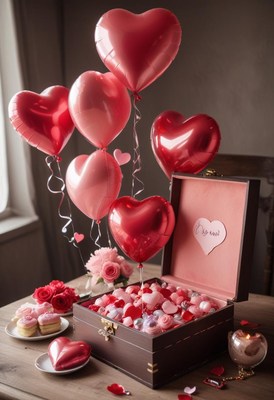 Celebrate love with heart-shaped balloons and treats