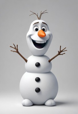 Cheerful snowman character with a bright orange nose
