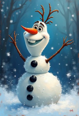 Cheerful snowman enjoying a winter wonderland