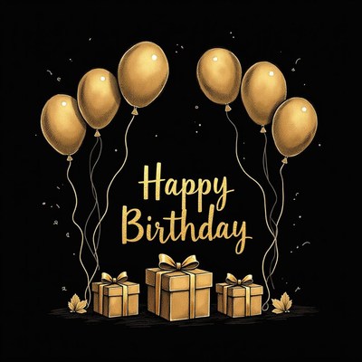 Celebrate a special birthday with golden balloons and gifts