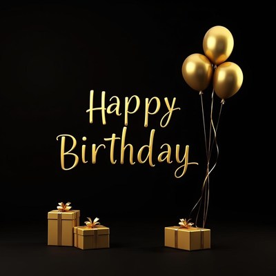 Celebrate a joyful birthday with golden decorations