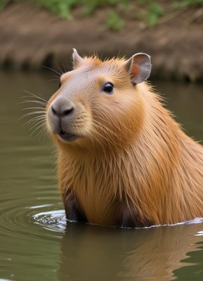 Capybara enjoying a serene moment in the water