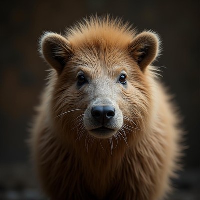 Cute bear with a fluffy coat looking directly at the camera