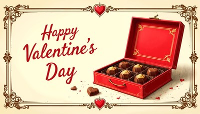 Sweet red box of chocolates for valentine's day celebration