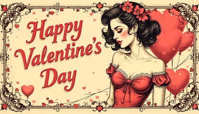 Elegant vintage valentine's day illustration