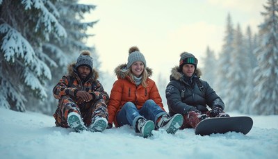 Friends enjoying a winter day in the snowy mountains