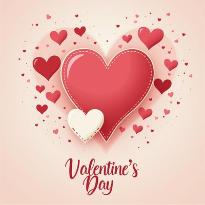 Festive hearts celebrating love on valentine's day