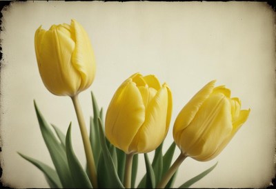 Yellow tulips in a simple and elegant arrangement