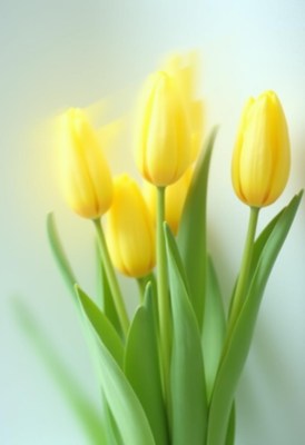 Beautiful yellow tulips in a bright setting